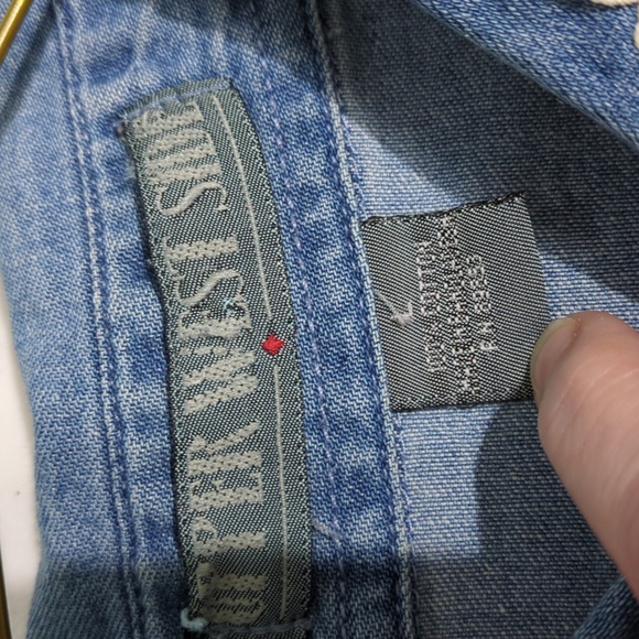 🟢 Upper West Side sz large Vintage denim long sleeve shirt w/ applique InvW028 - Picture 6 of 7